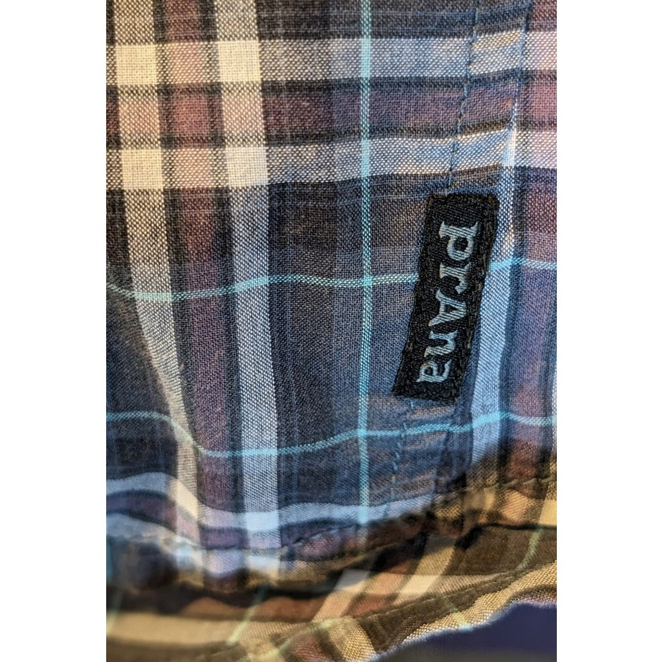 PrAna Gray Purple Plaid Button Up 100% Organic Cotton Men's Shirt Sz XXL