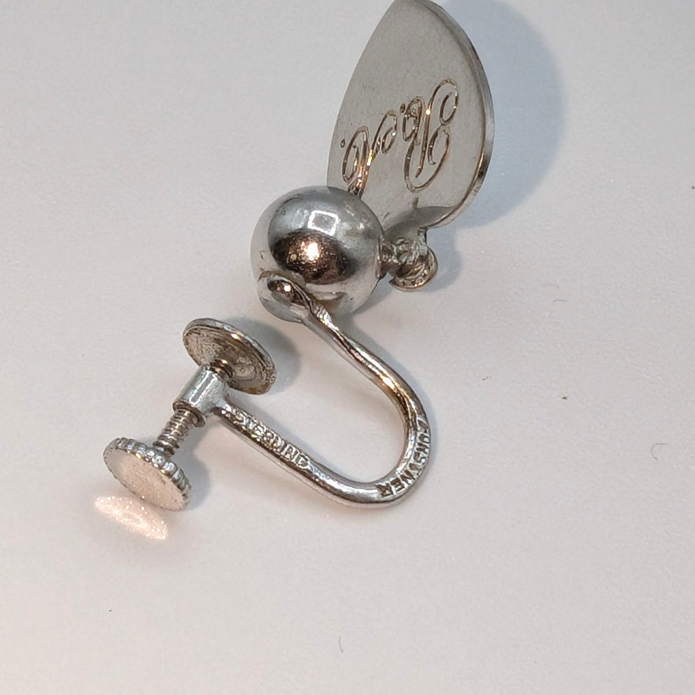 Lot of Four Pair Vintage Sterling Silver Screw Back Earrings Including Forstner