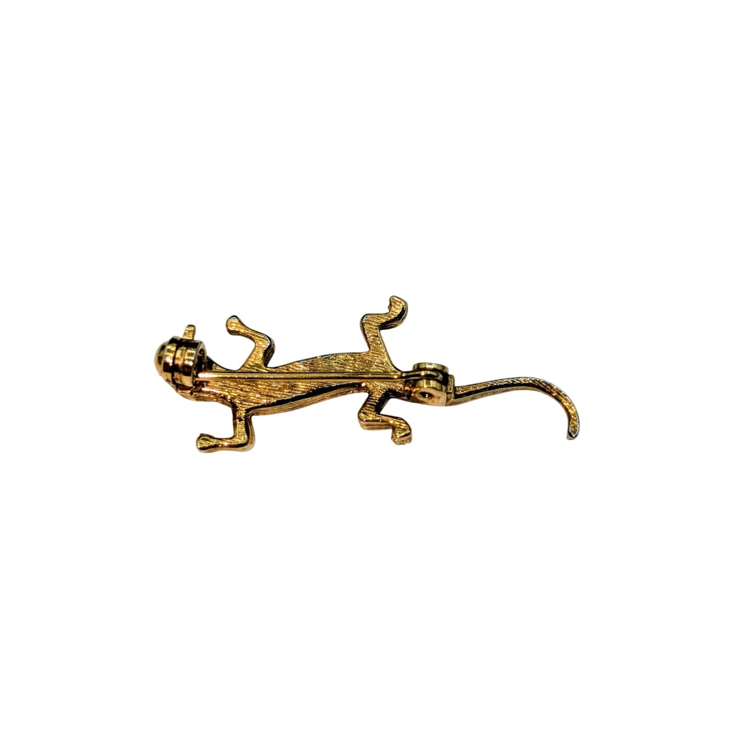 Vintage Gold Tone Rhinestone Lizard & Braided Wreath Brooch Lot