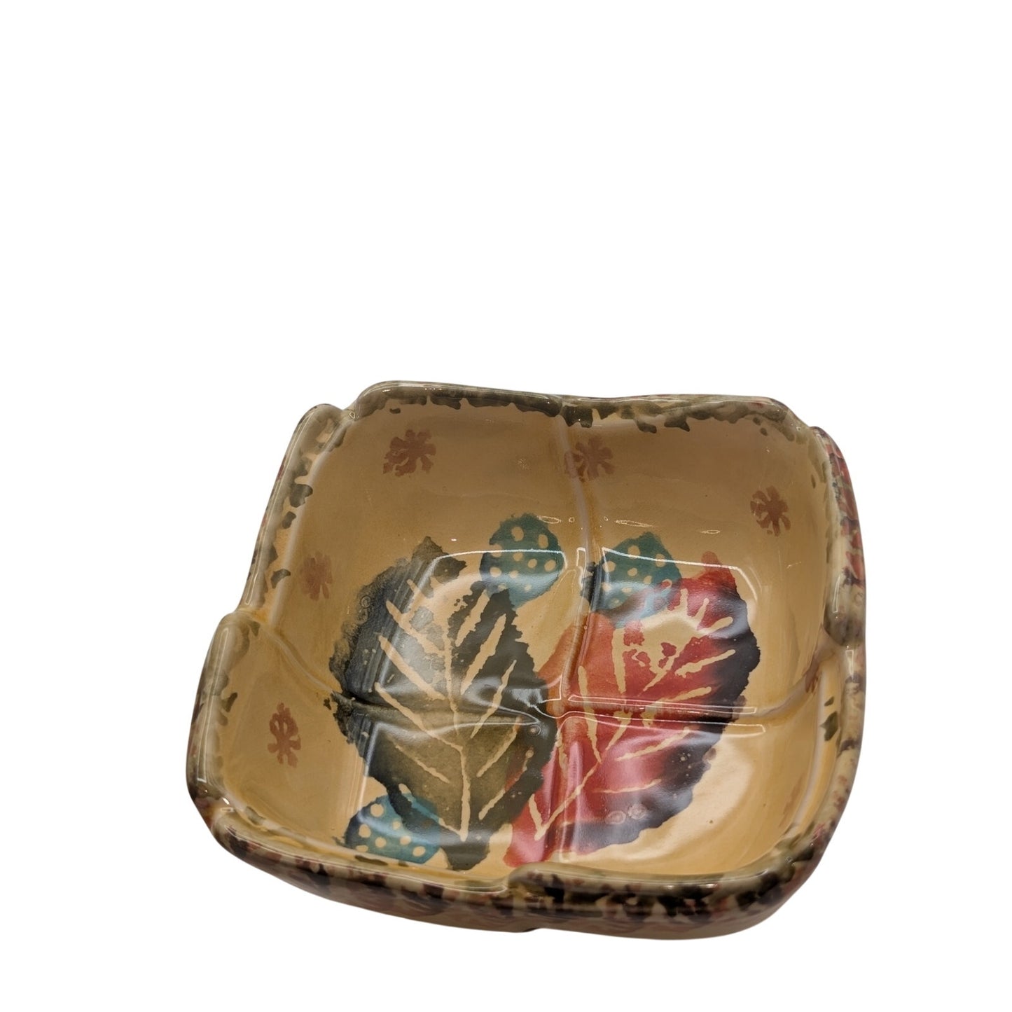 Set of Two Italian Pottery Hand Painted Square Bowls
