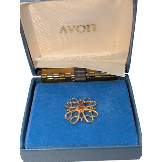 Vintage Avon Ruby Service Award 10K Gold Filled Pin in Original Box
