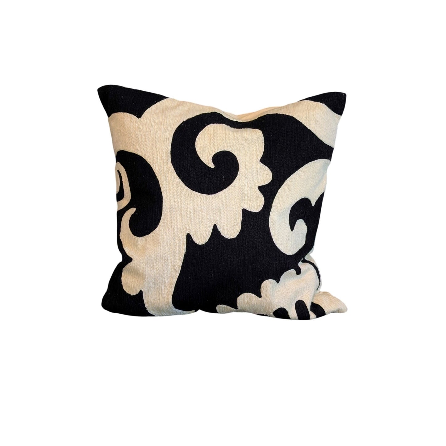POTTERY BARN Black White Crewel 20X20 Cotton Down Fill Insert Decorative Pillow