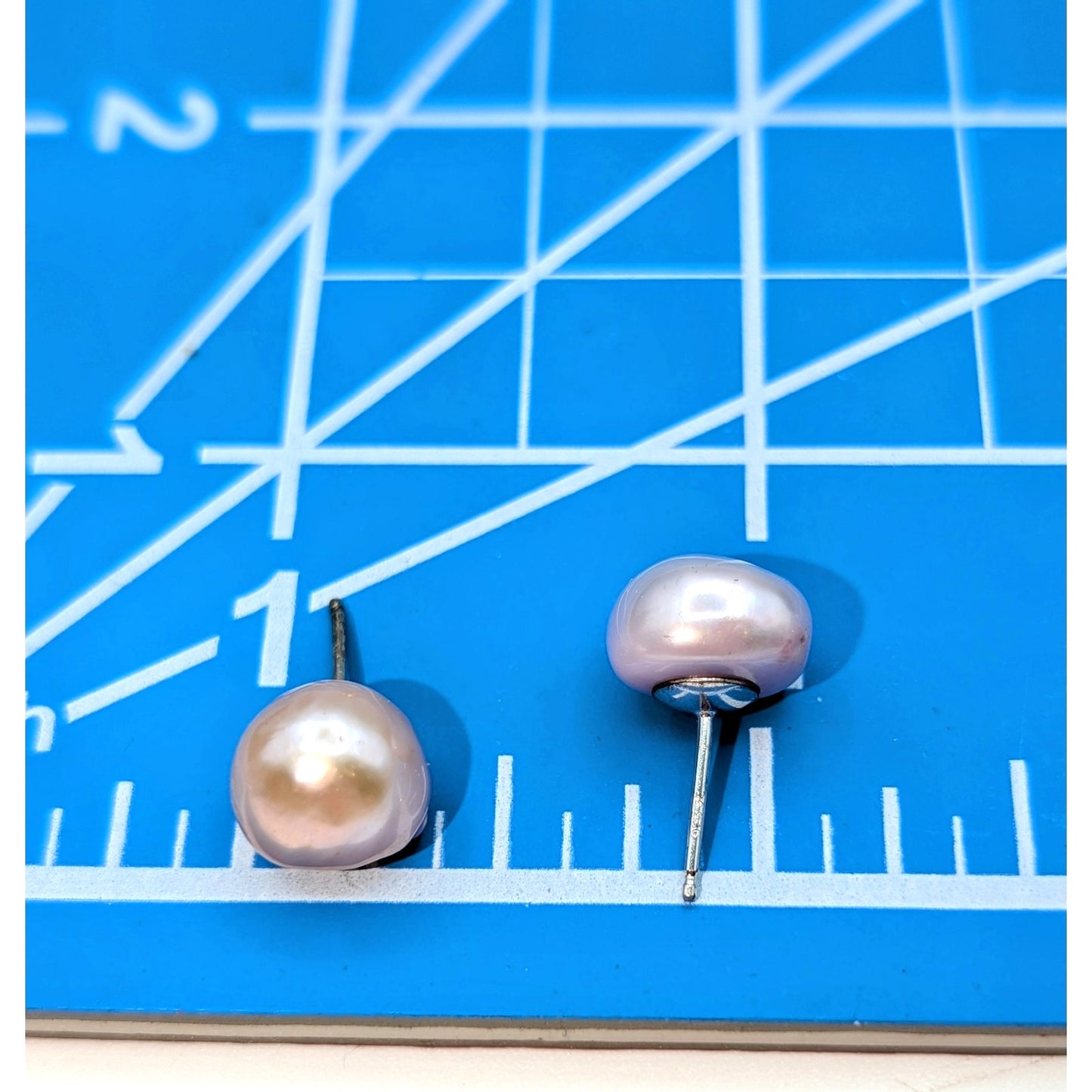 925 Sterling Silver Peachy Lavender Freshwater Pearl Stud Earrings