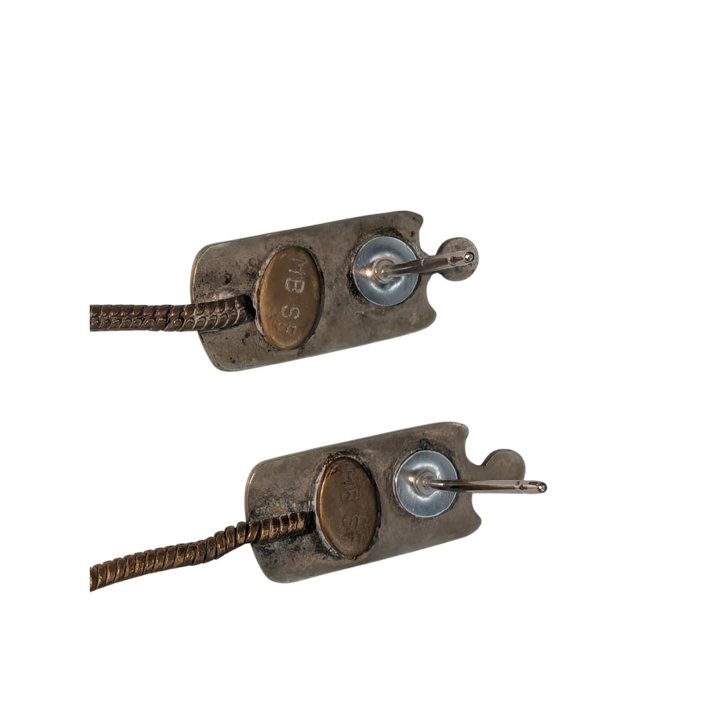 Marjorie Baer San Francisco Brutalist Mixed Metals Industrial Dangle Earrings