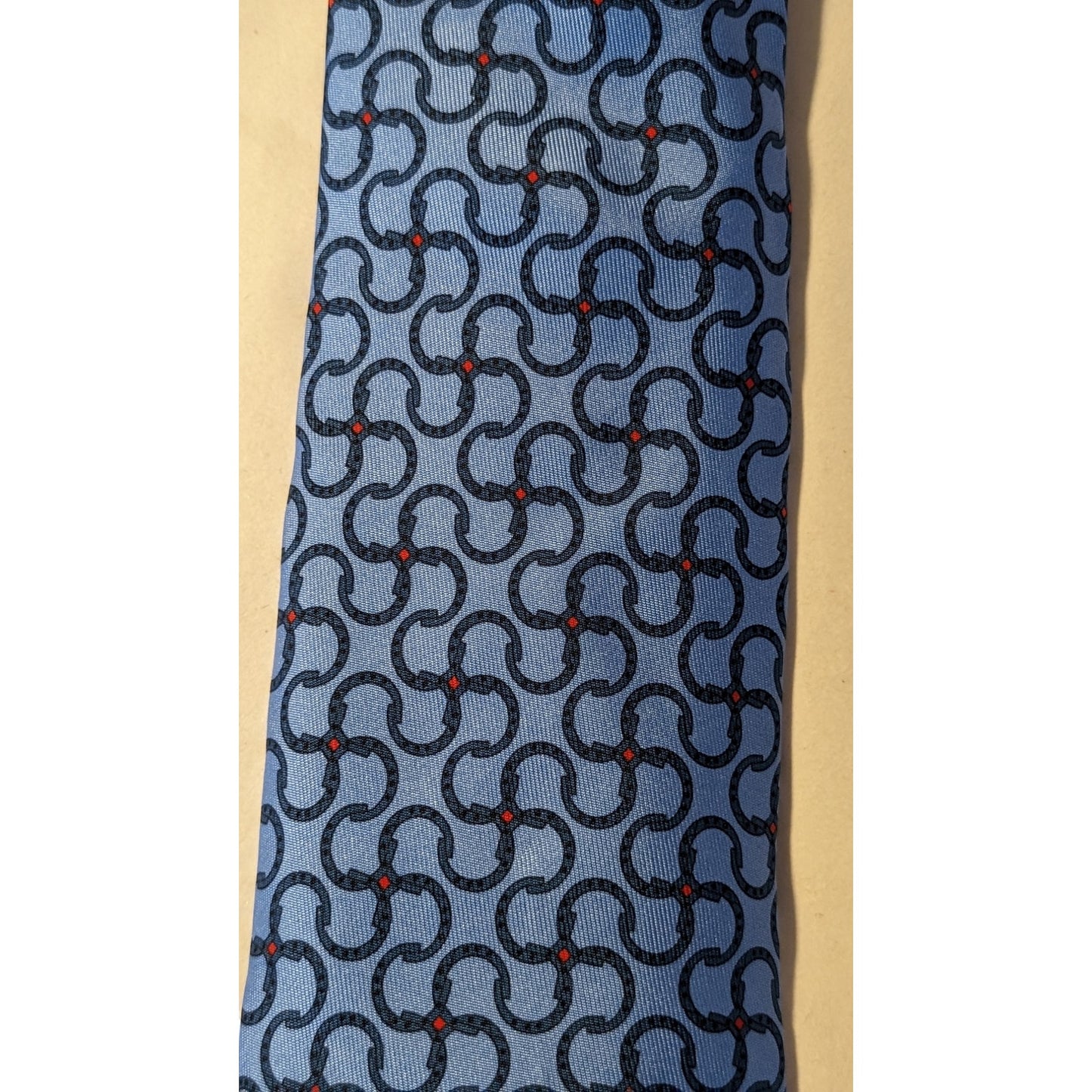 Hermes Paris Vintage 100% Silk Blue Print Neck Tie
