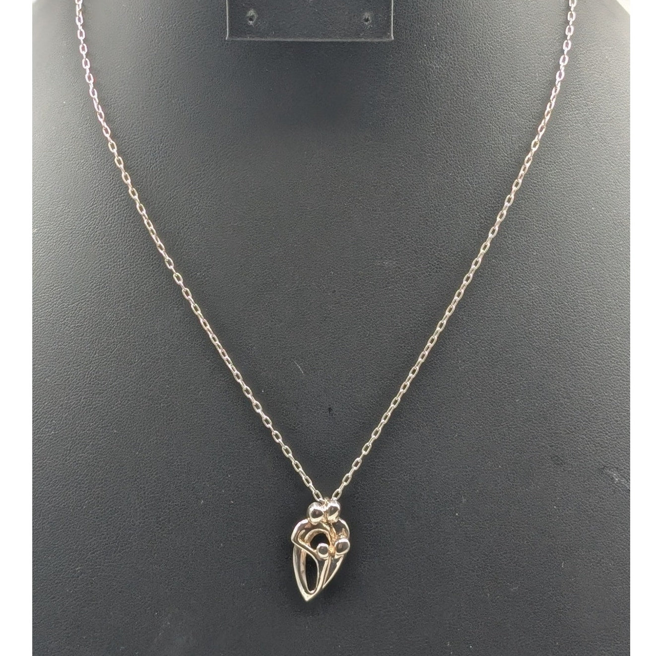 Vtg Carolyn Pollack 925 Sterling Silver Family of Four Love Pendant 18" Necklace