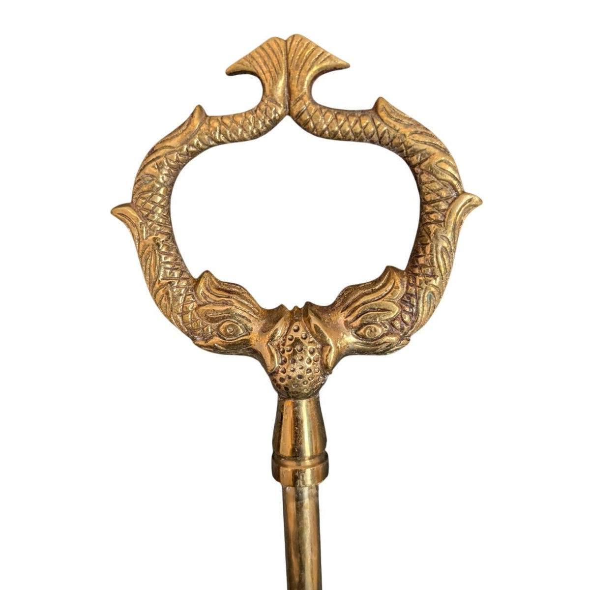 Vintage Estate Sale Find Koi Fish Solid Brass Clock Winding  Key 13.5"