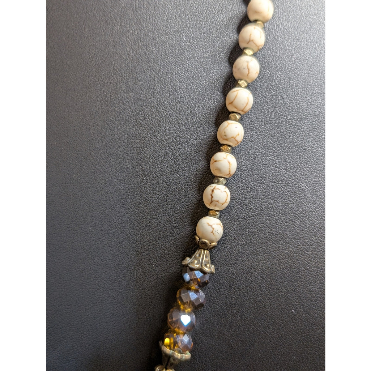 Fabulina Designs Horn Pendant Crystal Stone Bead Boho 32" Necklace