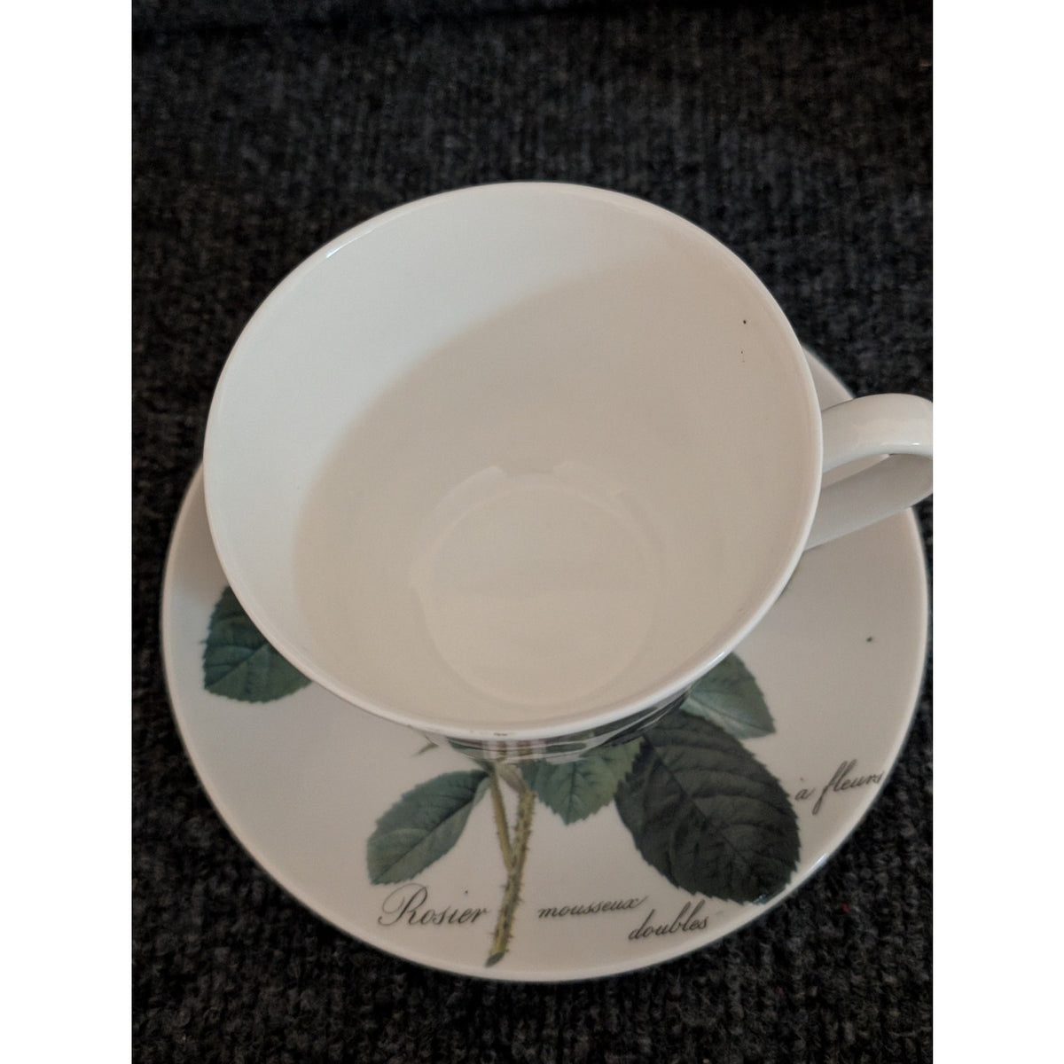 Vtg Roy Kirkham 1996 "Redoute Roses" Bone China English Breakfast Cup & Saucer