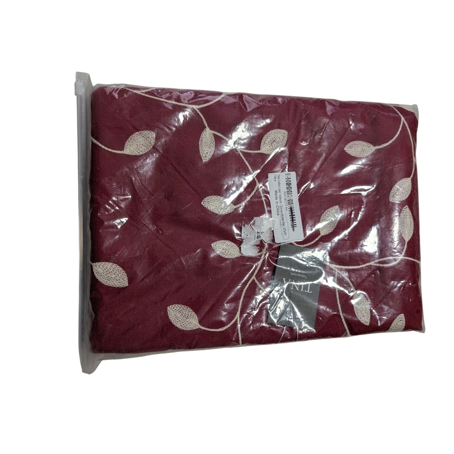 Tina Cotton Linen Dinner Kitchen Red 52" X 70" Rectangle Tablecloth NWT