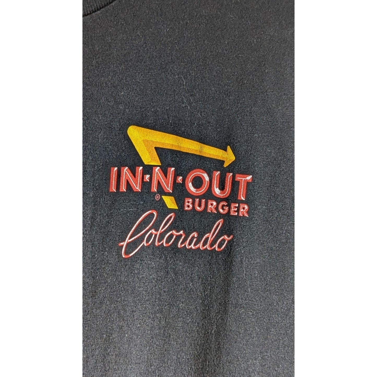 IN N OUT Colorado Black Short Sleeve Cotton Tee Shirt Sz S
