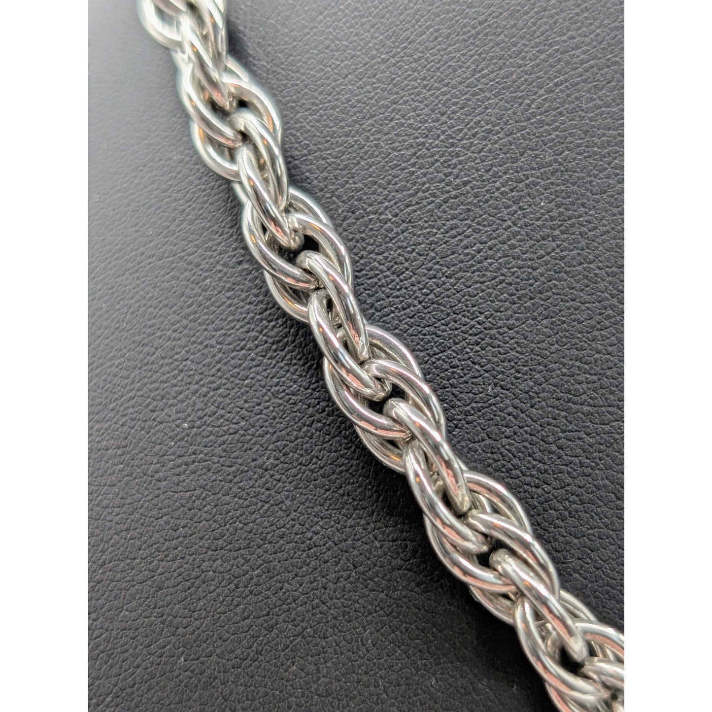 Vintage Heavy Thick Silver Tone Rope Chain Hook Clasp 20.5" Necklace