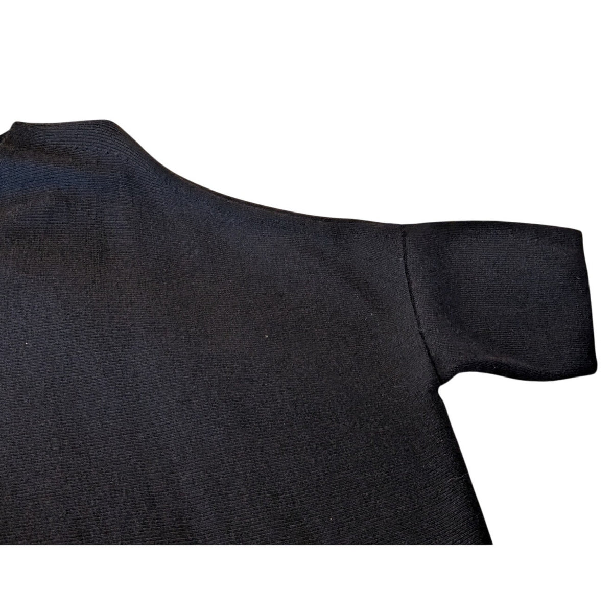 Lafayette 148 New York Black/Navy V Neck Oversize Drop Sleeve Sweater Dress Sz M