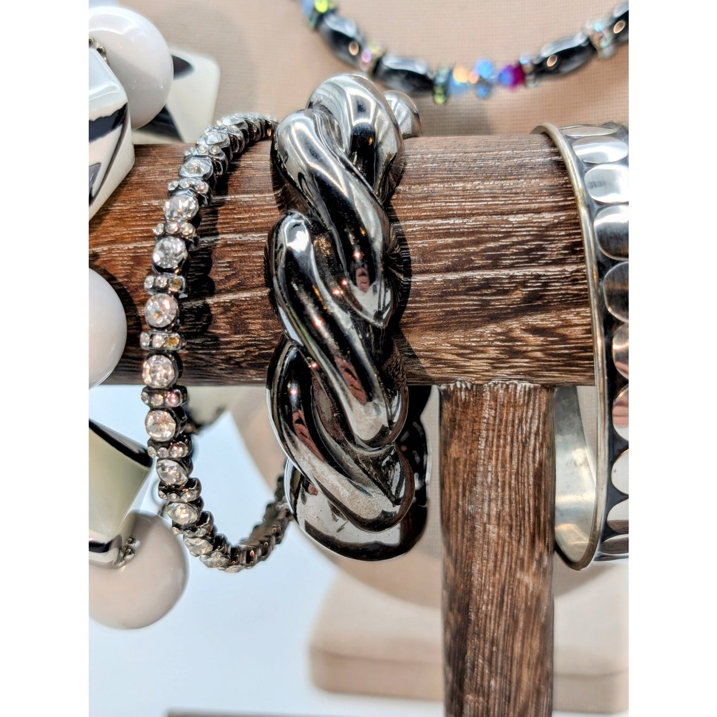 Lot of Eight Silver Tone Metallic Gray Coordinating Jewelry Pieces