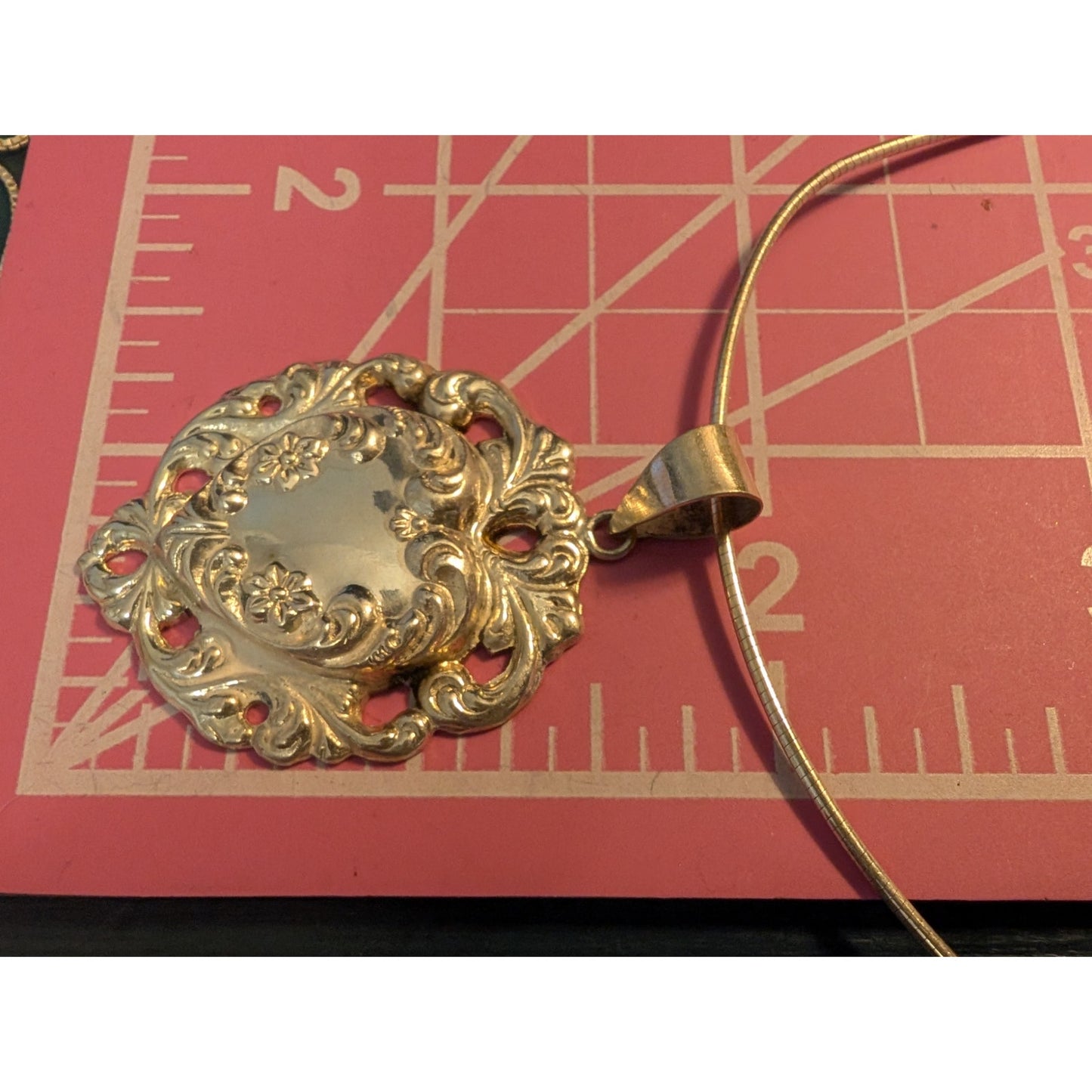 Vintage Sterling Silver Floral Lacy Heart Pendant 20" Necklace