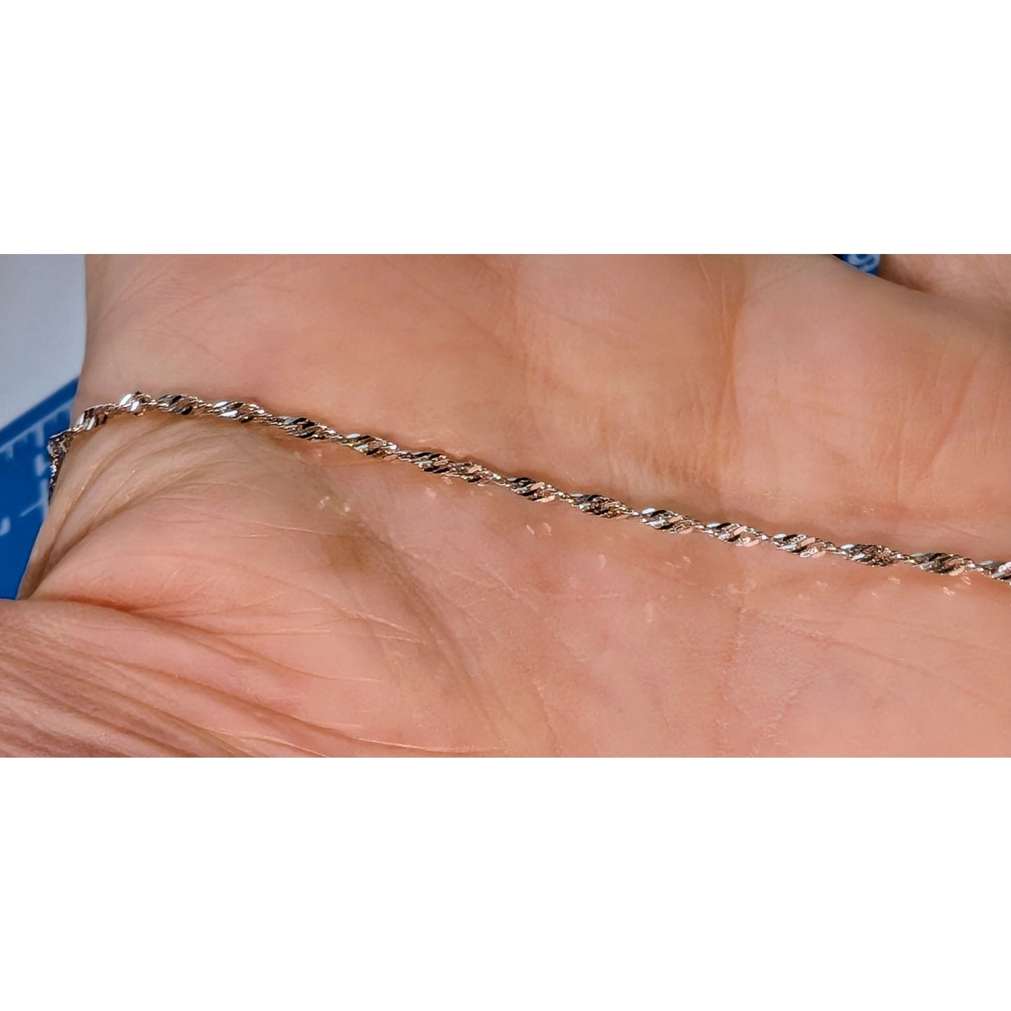 Tested 14K White Gold Italian Twisted Delicate 18" Chain Necklace