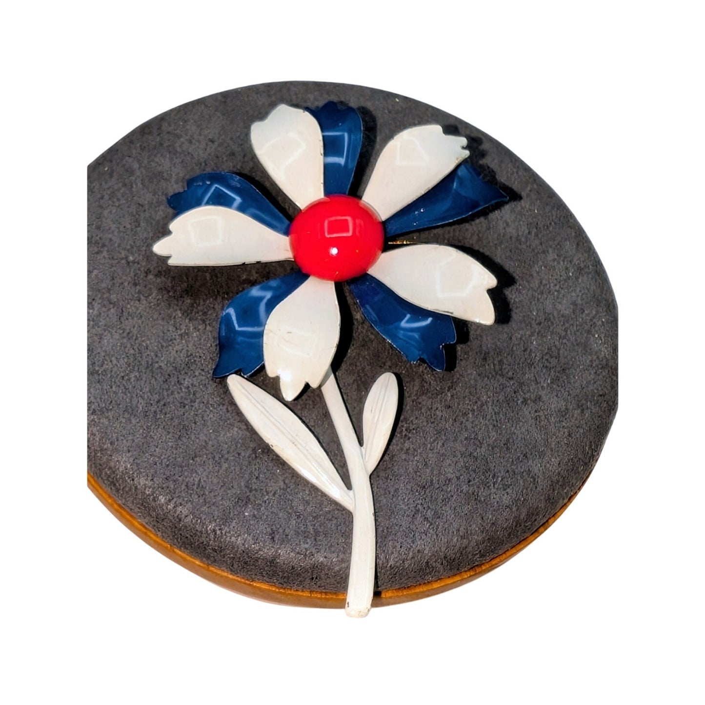 Vintage Red White Blue Enamel Flower Brooch