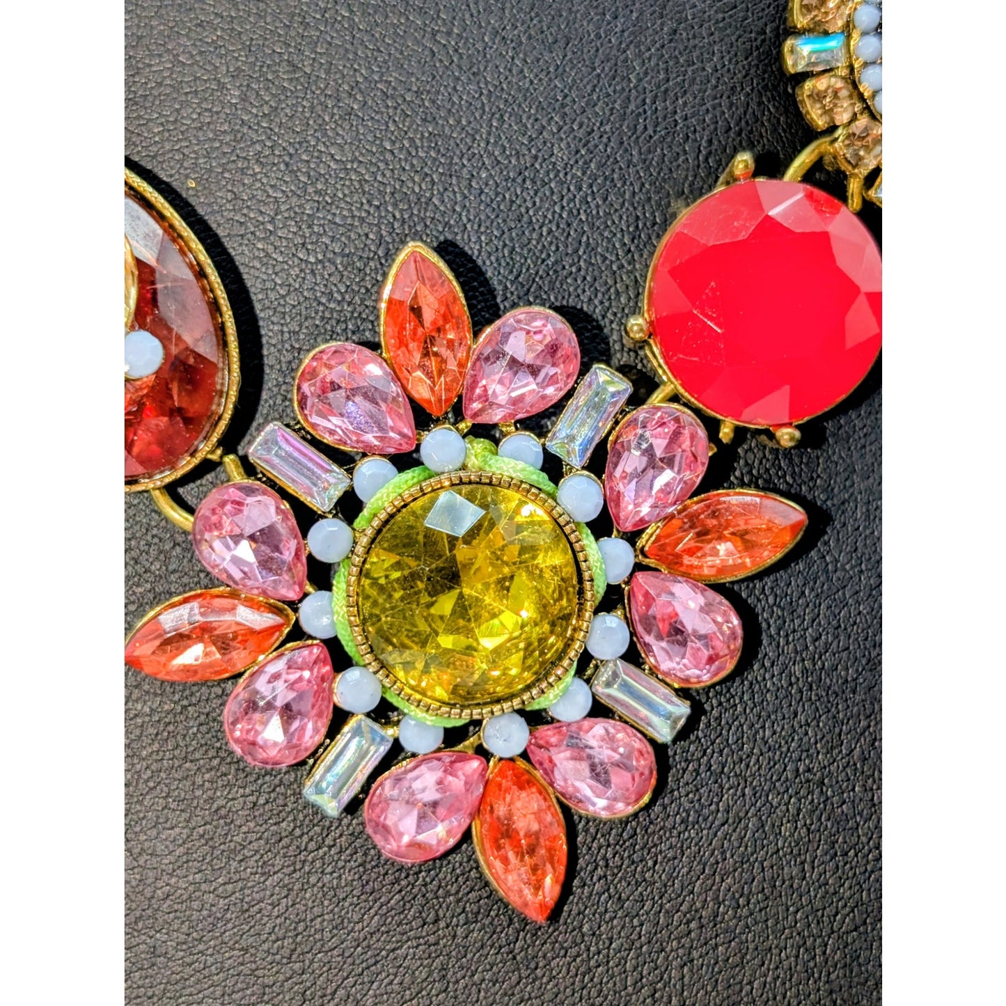 Betsey Johnson St. Barts Carnival Chunky Rhinestone Statement Boho Necklace