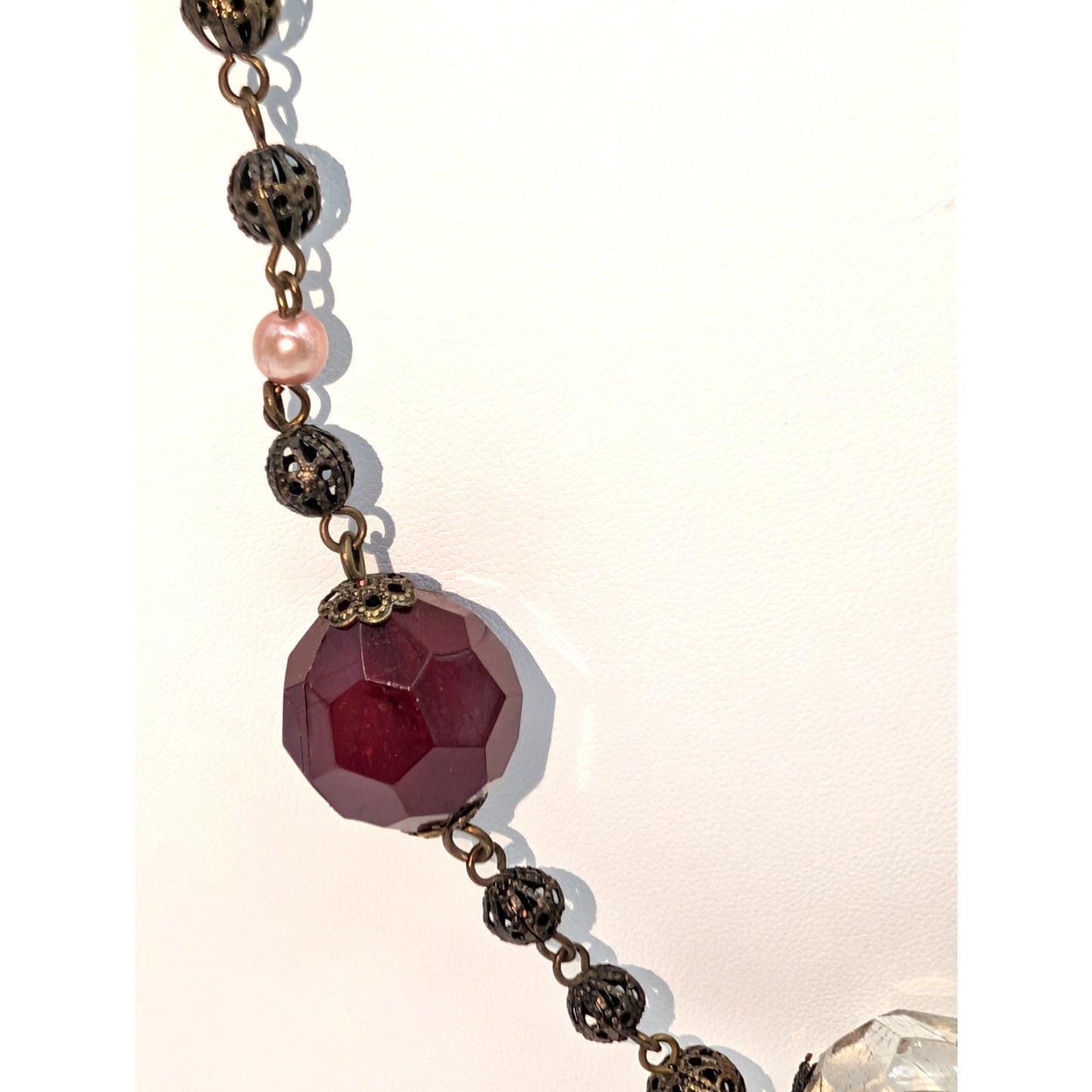 Made to Look Antique Faceted Lucite & Filigree Ball Bead Chain 28" Necklace