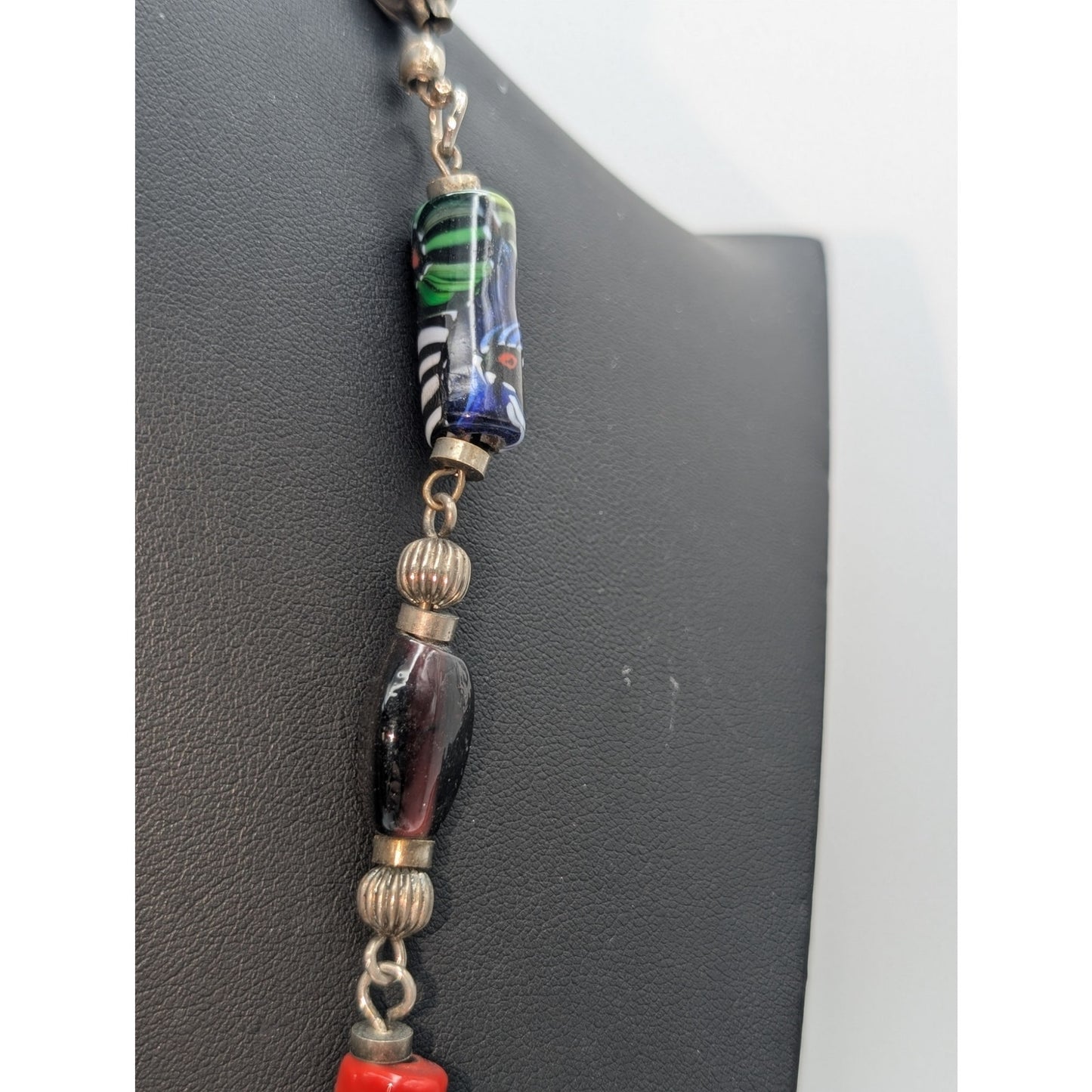 Antique/Vtg Murano Venetian Millefiori African Trade Beads Dangle 34" Necklace