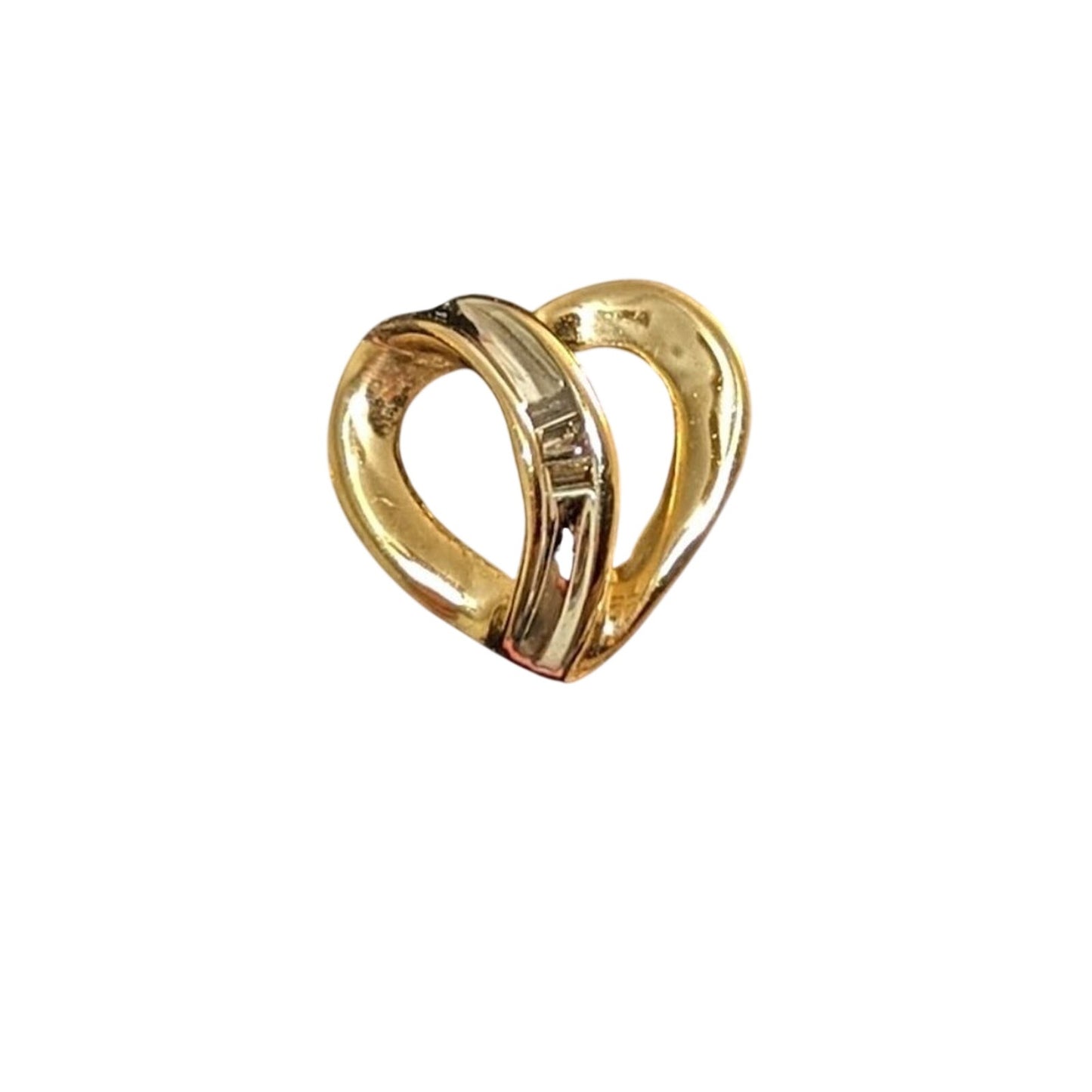10k Open Heart Baguette Diamond Post Earrings NWOT