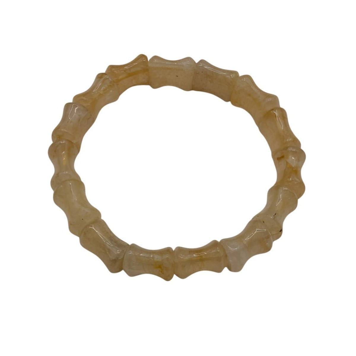 Bamboo Joint Style Golden Yellow Quartz Stone Stretch Bead Bracelet