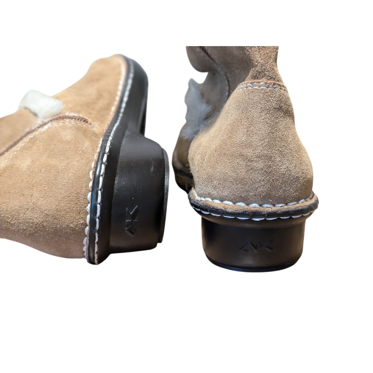 Anne Klein Akkanga Natural Tan Fur Trim Side Zip Boots Womens Size 7.5M