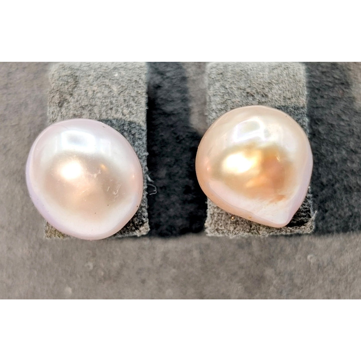 925 Sterling Silver Peachy Lavender Freshwater Pearl Stud Earrings