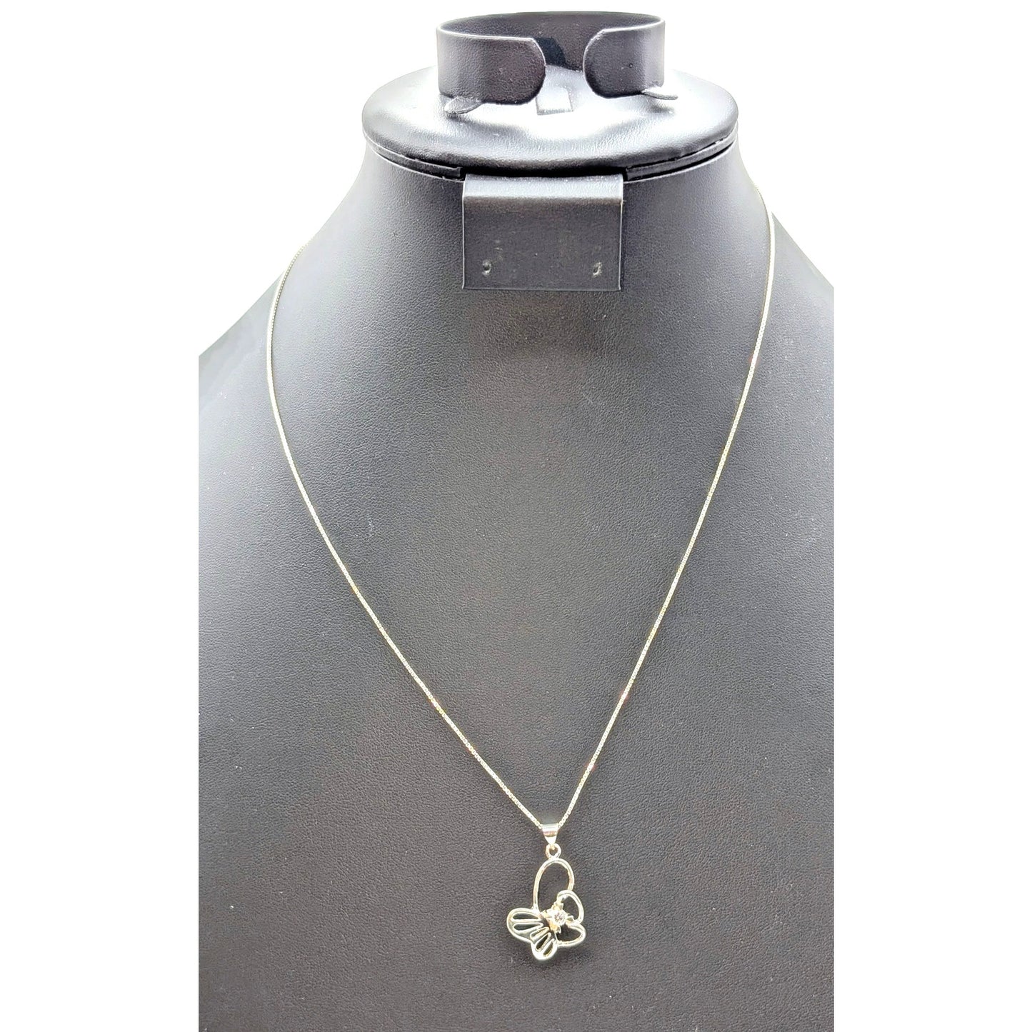 Marked 925 Sterling Silver CZ Butterfly 18"-20" Necklace