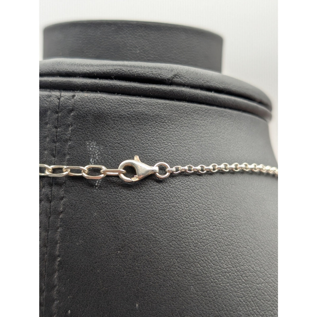 925 Sterling Silver Three Agate Stone Curved Bar Bead Chain 14"-16" Necklace