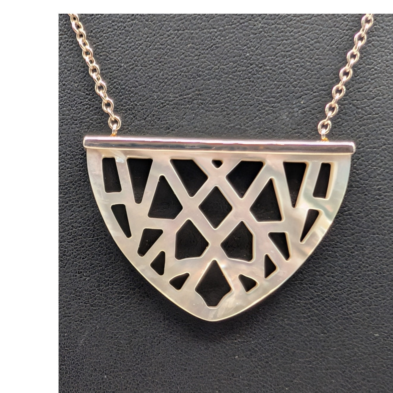 SILPADA Gleamcatcher 925 Sterling Silver Hand Carved Mother of Pearl Necklace
