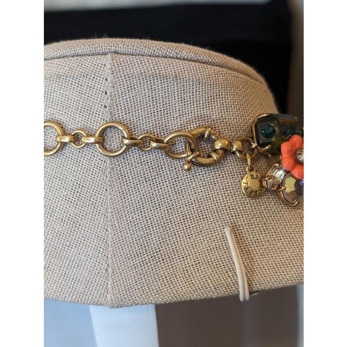 J. Crew Floral Orange Green Jewel Statement Necklace