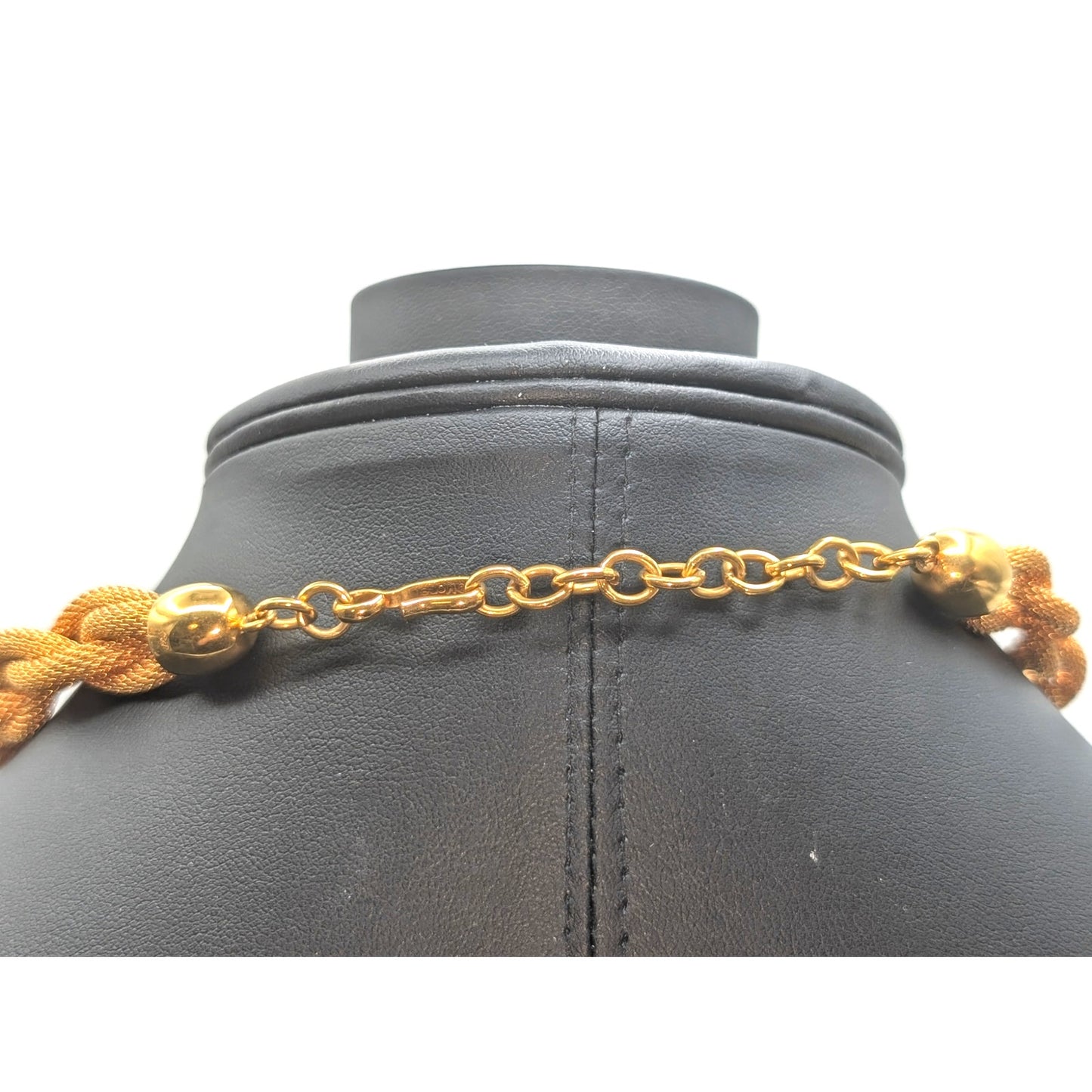 Vintage Monet Gold Tone Braided Mesh 16"-18" Hook Clasp Necklace