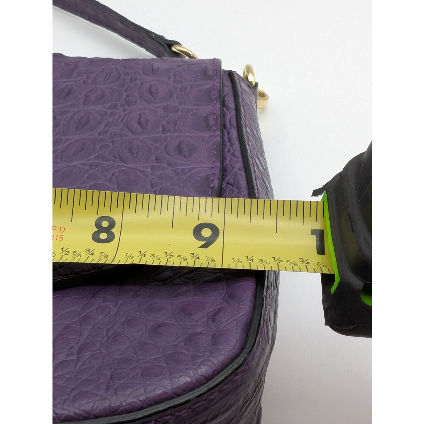 Firenze Italy Purple Leather Croc Embossed Long Strap/Short Strap Shoulder Bag