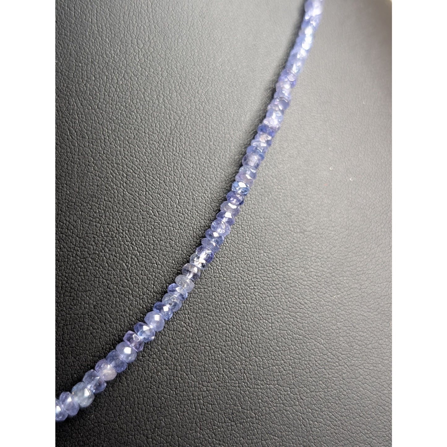 925 Sterling Silver Genuine Beaded Natural Tanzanite 18"-20" Necklace