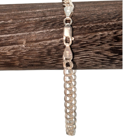 925 Sterling Silver Double Curb Link Chain 5mm 8" Charm Bracelet
