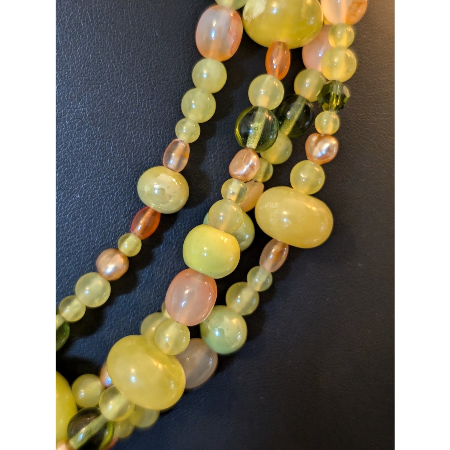 Gemstones Crystal Pearls & Glass Beaded Long Strand 98" Necklace
