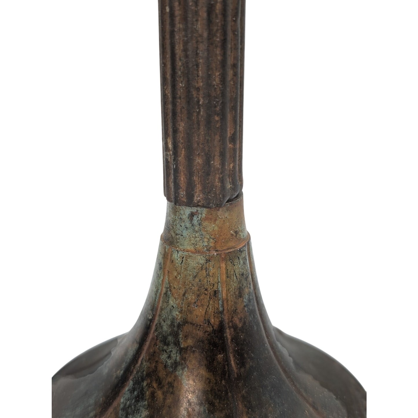 Aged Distressed Patina Pair of Metal Candlestick Holders (Candles Not Included)
