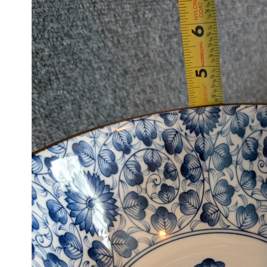 Japanese Blue Floral Bone China Ramen Noodle Soup Rice Bowl