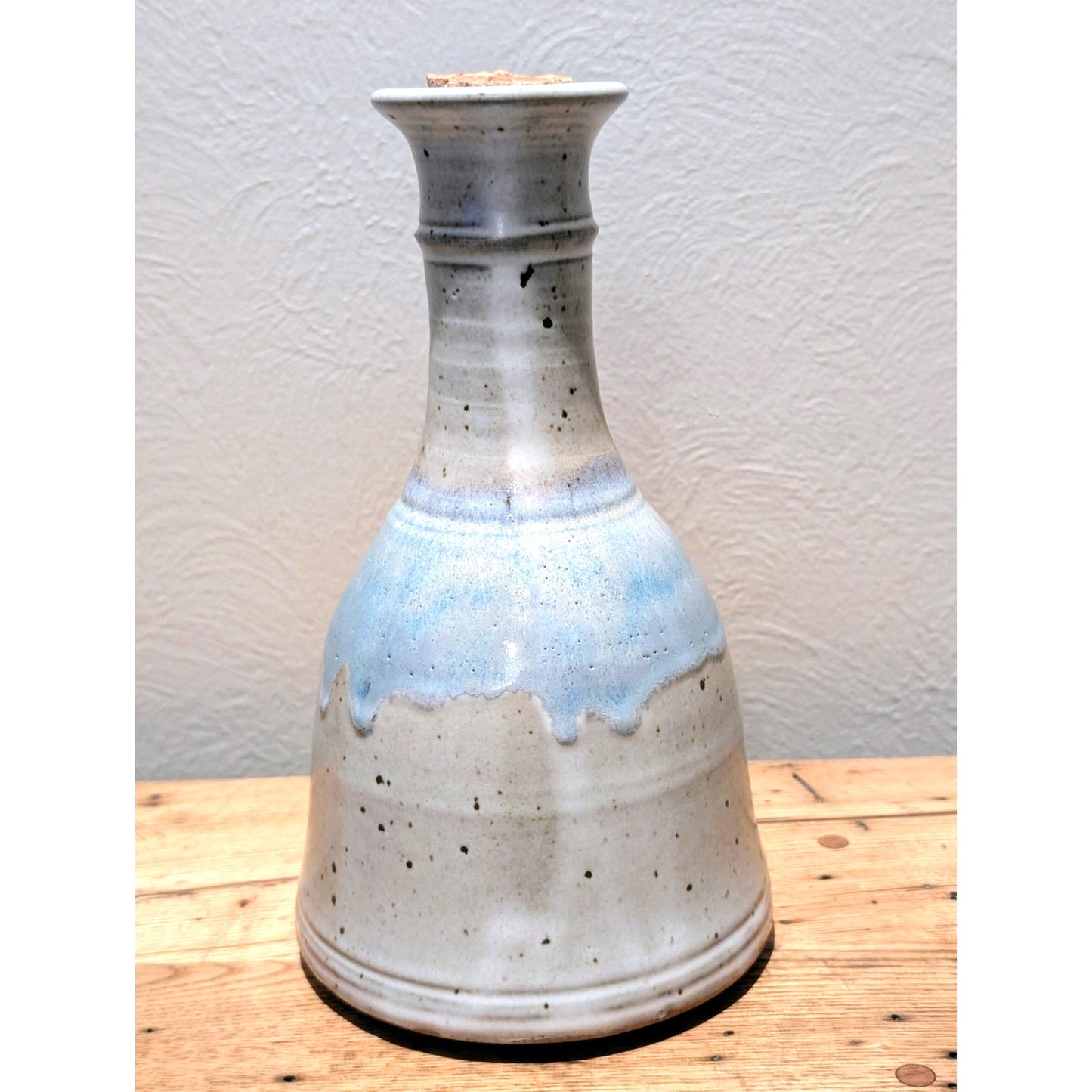 Signed Studio Pottery Drip Glaze Decanter Pottery W/ Cork Top