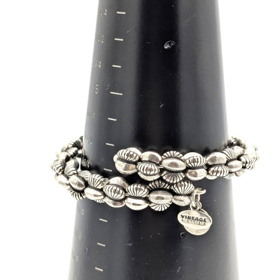 Alex and Ani Calypso Vintage Sixty-Six  Silver Tone Biker One Size Wrap Bracelet