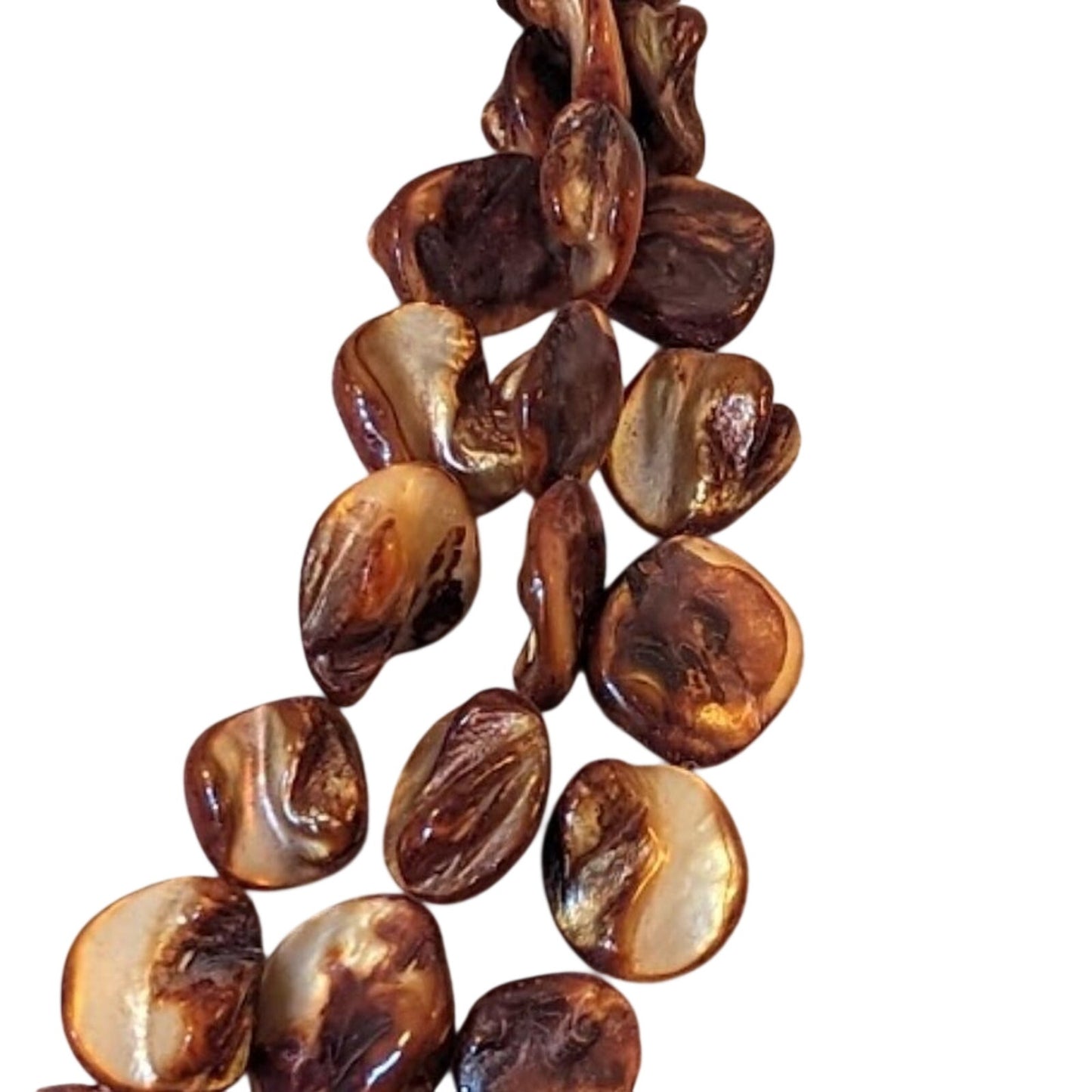 Triple Strand Amber Color Mother of Pearl Shell Necklace