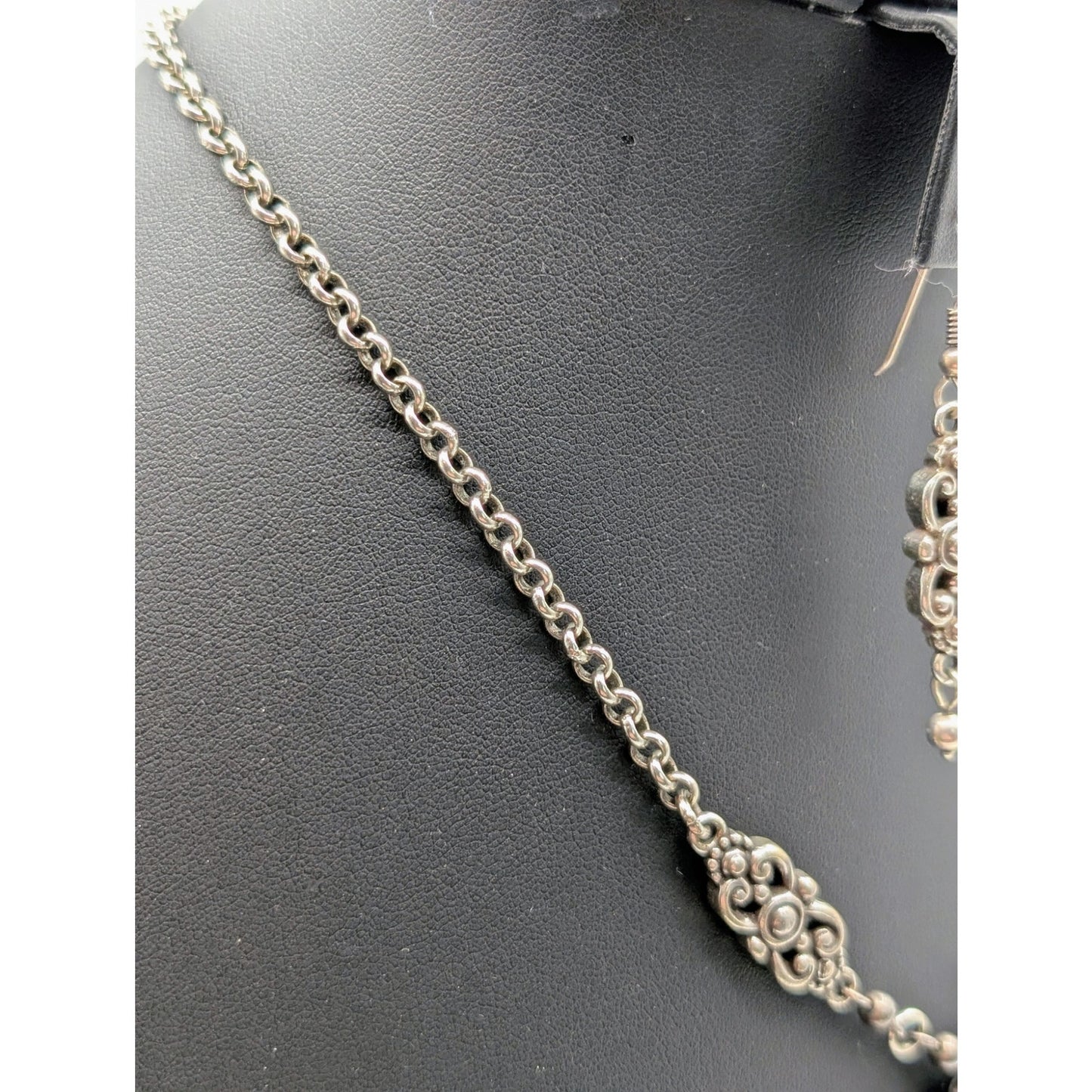 Brighton Scroll Y-Drop Pendant Station Necklace Lavaliere Style & One Earring