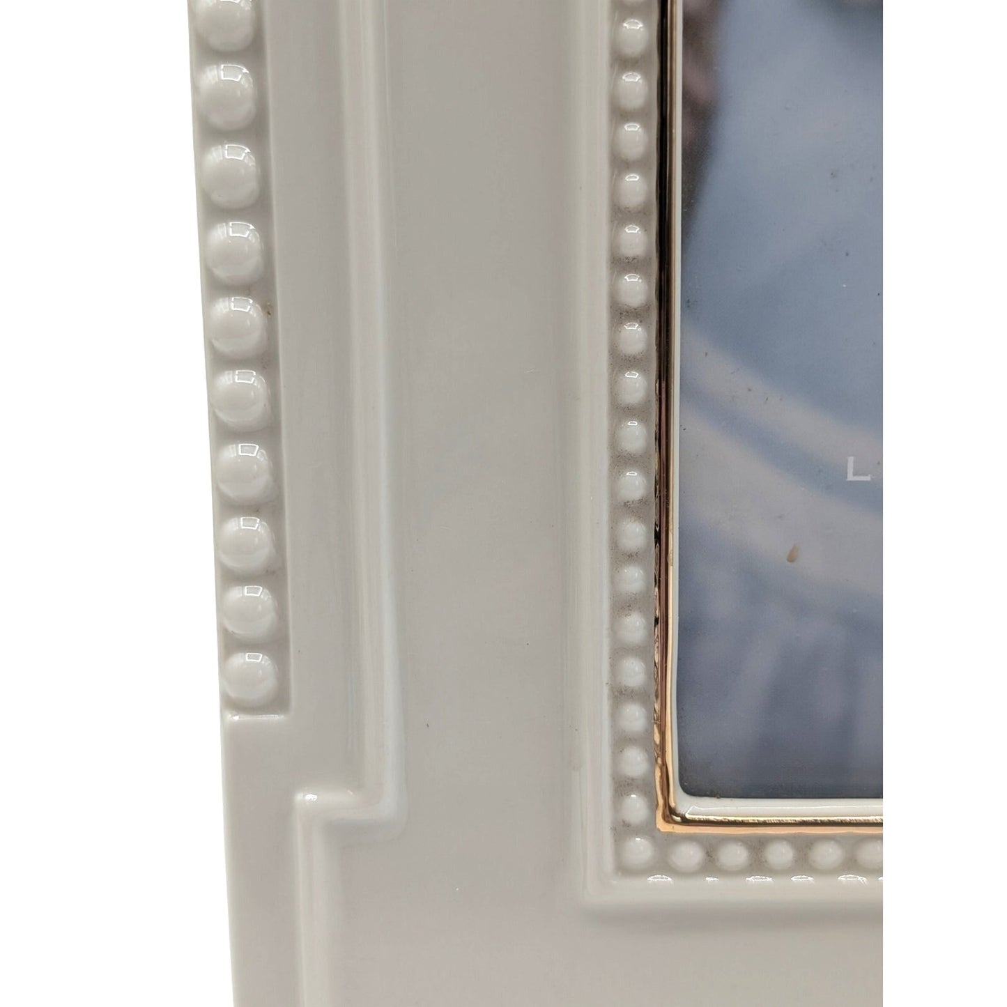 VTG Lenox Portraite Gallery 5" X 7" Glass Gold Trim Beaded Photo Frame