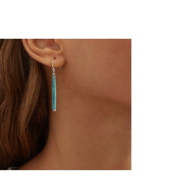 SILPADA 925 Sterling Silver Compressed Turquoise Dangle Earrings