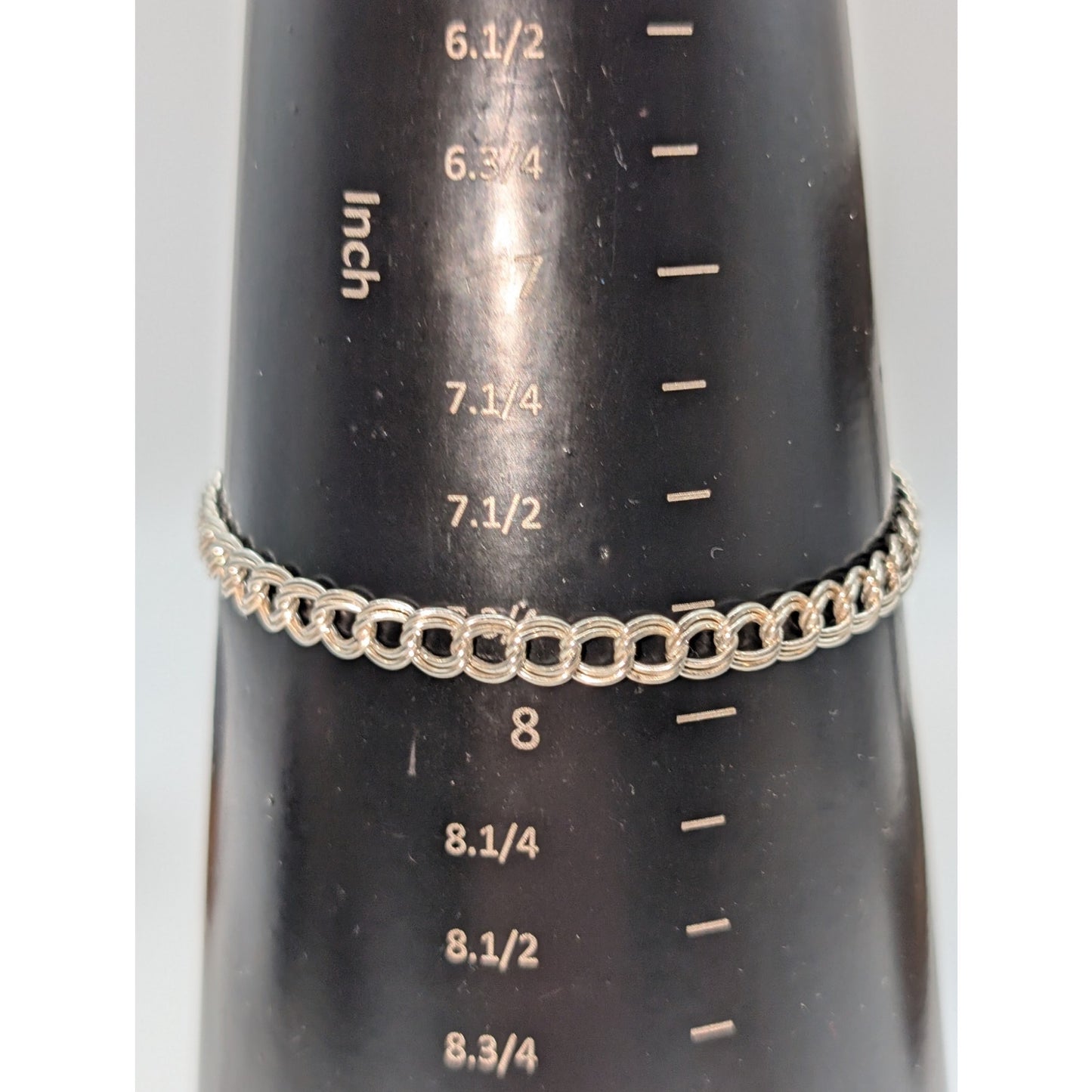 925 Sterling Silver Double Curb Link Chain 5mm 8" Charm Bracelet