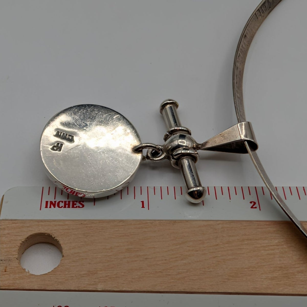 Heavy Silver Plated Marked CMN Carved Carnelian Pendant Torque Necklace