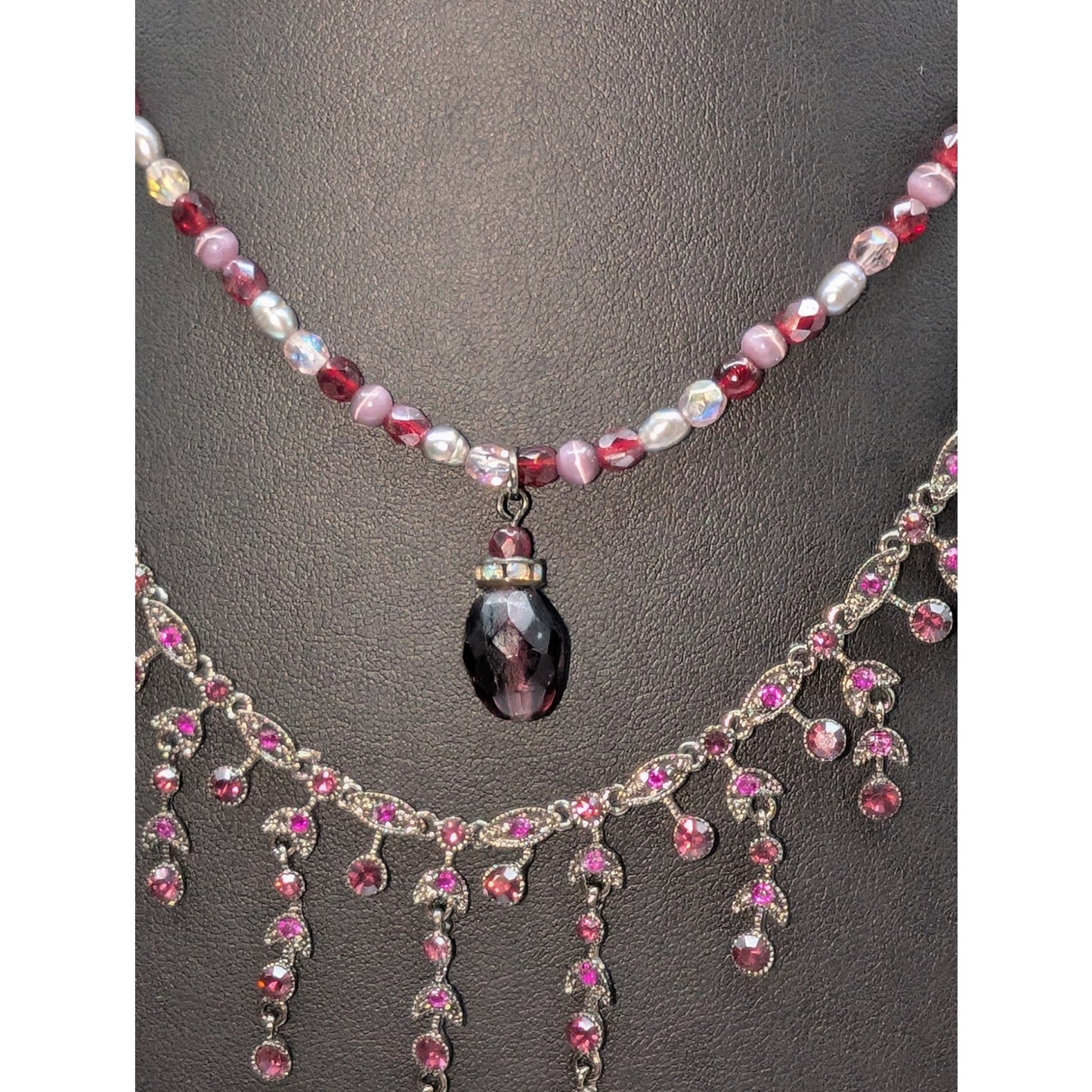 Mixed Lot of Crystal Rhinestone Bead 2 Necklaces 2 Bracelets & Dangle Earrings