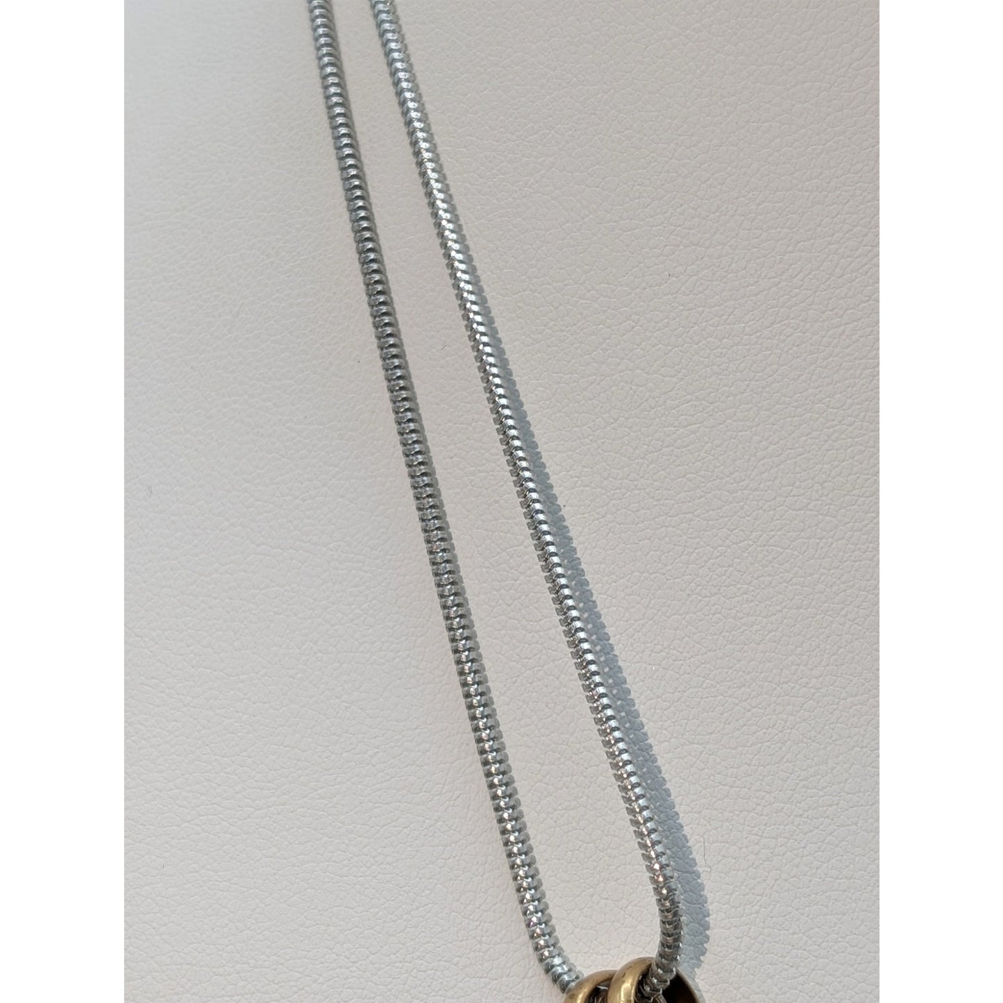 Vintage Marjorie Baer Loopy Tri-Tone Metal Double Strand Chain 16"-19" Necklace