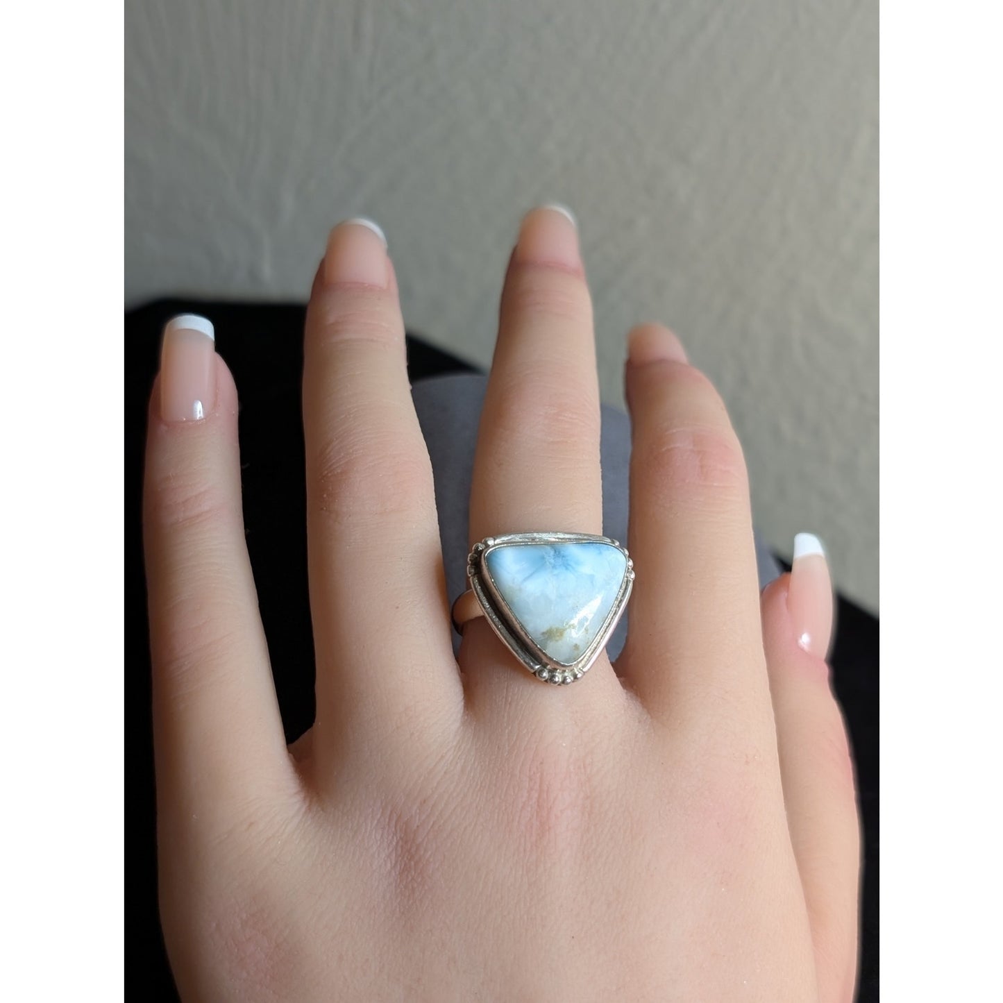 Vintage Southwest 925 Sterling Silver & Blue Larimar Trillion Ring-Sz 6.5